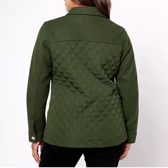 Isaac Mizrahi Women's Jacket S Estate Mixed Media Quilted Green - Picture 2 of 8